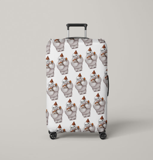 baymax birthday with cat big hero 6 Luggage Cover | suitcase