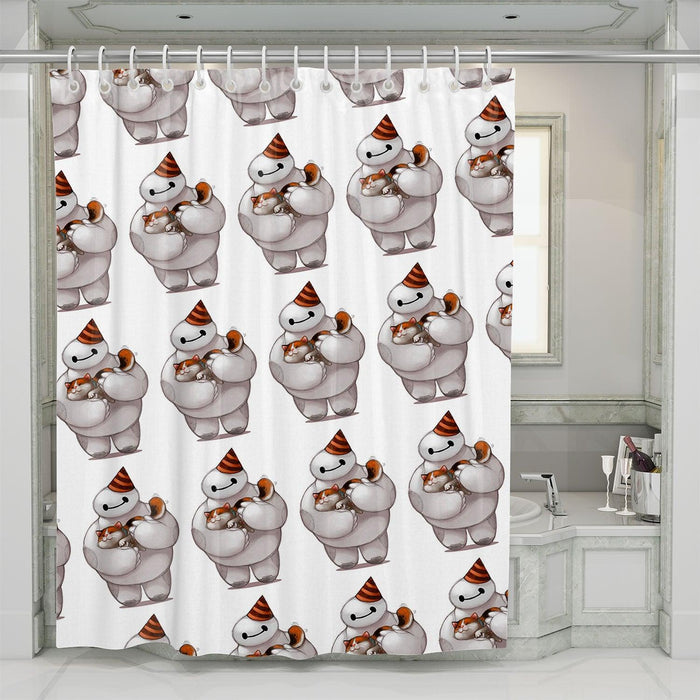 baymax birthday with cat big hero 6 shower curtains