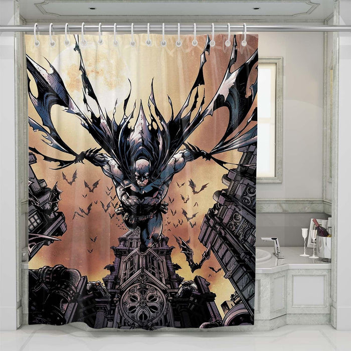 batman pose comic shower curtains