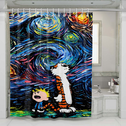 calvin and hobbes starry night shower curtains