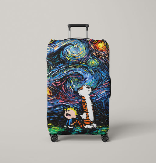 calvin and hobbes starry night Luggage Cover | suitcase