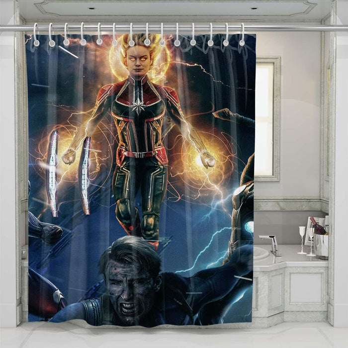 battle captain marvel shower curtains