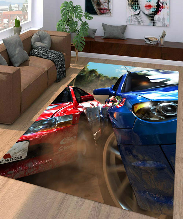 battle of car racing moment Living room carpet rugs