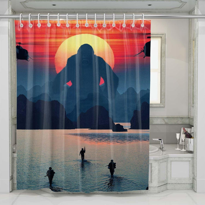 battle with kong skull island shower curtains