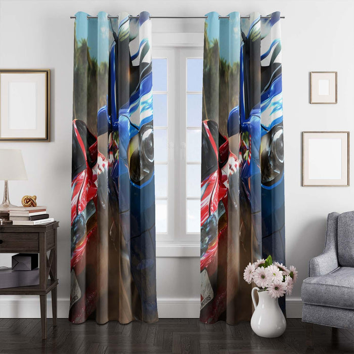 battle of car racing moment window Curtain