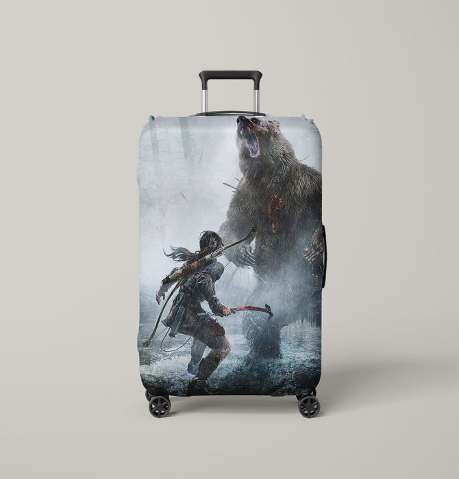 bear killed by lara from tomb raider Luggage Covers | Suitcase