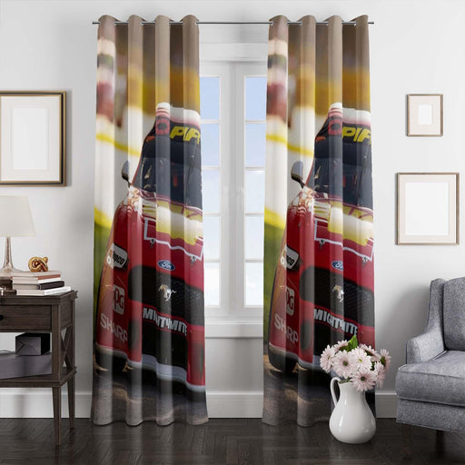 beautiful red car racing test drive window Curtain