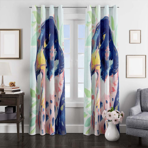 bird coral window curtains