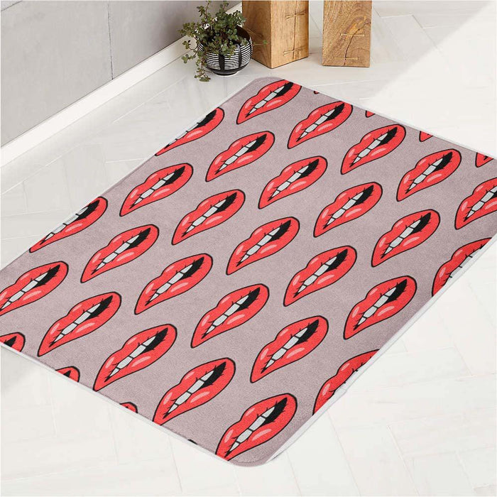 bite your red lips iconic bath rugs