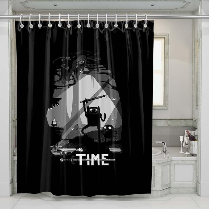 black and white adventure time shower curtains