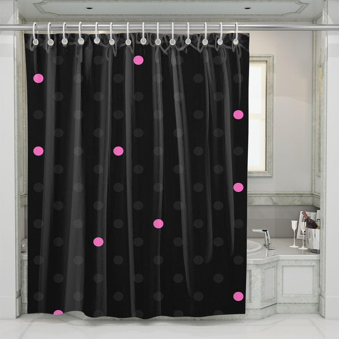 black and pink dots theme shower curtains