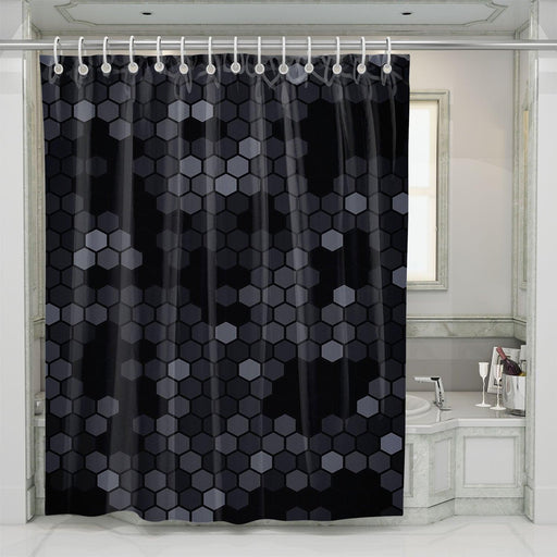 black and white hexagon pattern shower curtains