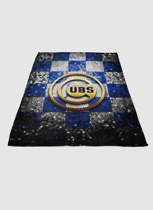 Chicago Cubs glitter logo soft fleece blanket