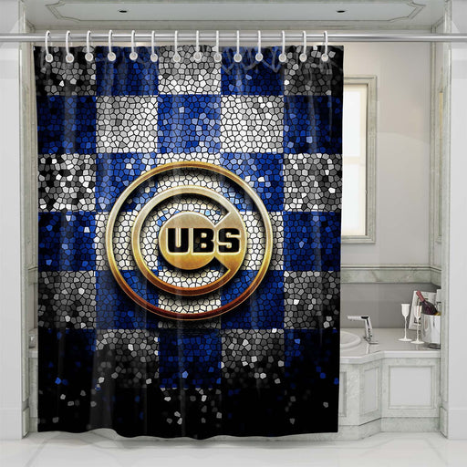 chicago cubs glitter logo shower curtains