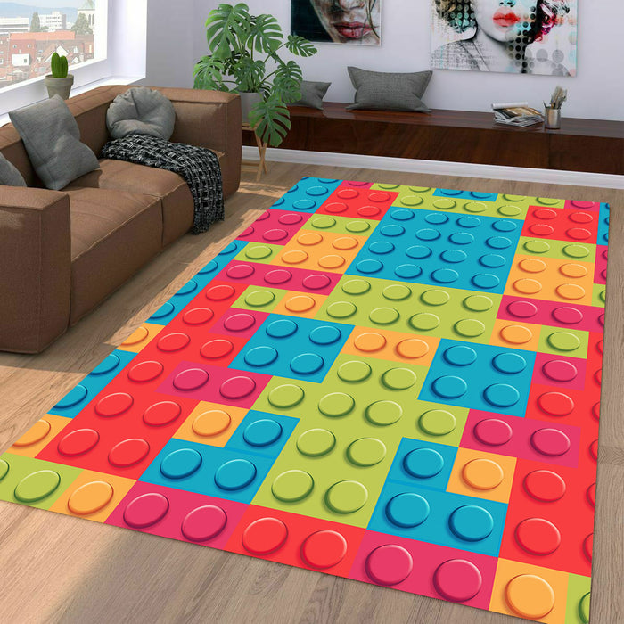 block rainbow lego art Living room carpet rugs