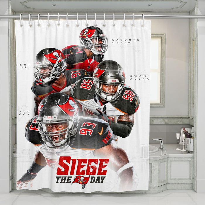 big four tampa bay buccaneers seige the day shower curtains