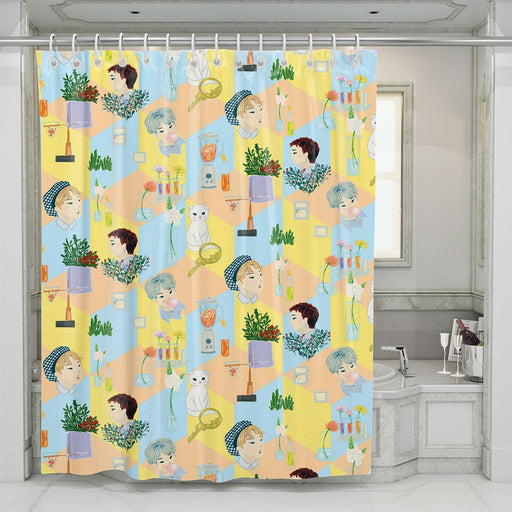 blooming day exo sehun shower curtains