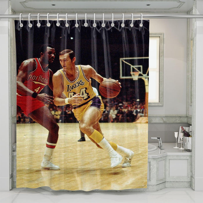 big match between lakers vs portland shower curtains