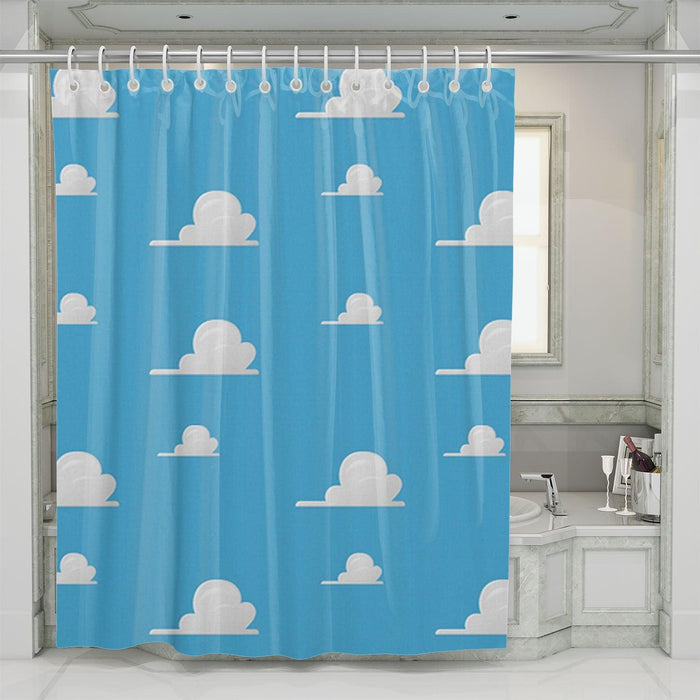 blue sky white cloud from toy story shower curtains