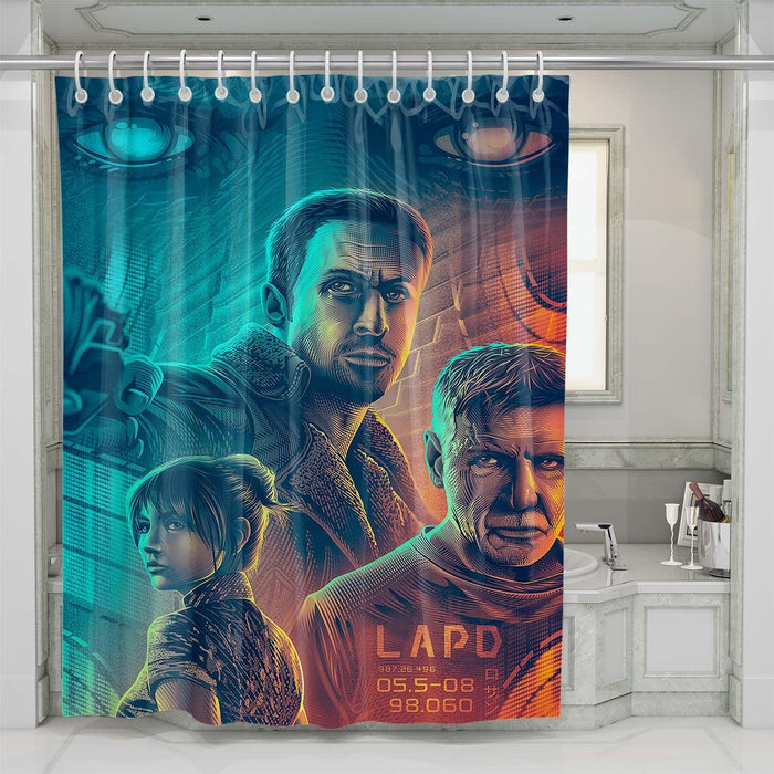 blade runner film blue and red shower curtains