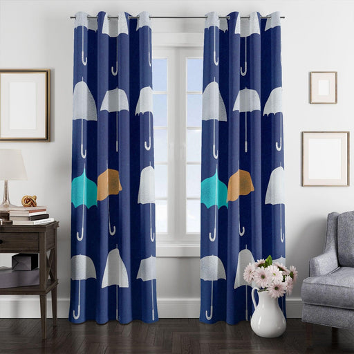 blue umbrella walt disney animation window Curtain
