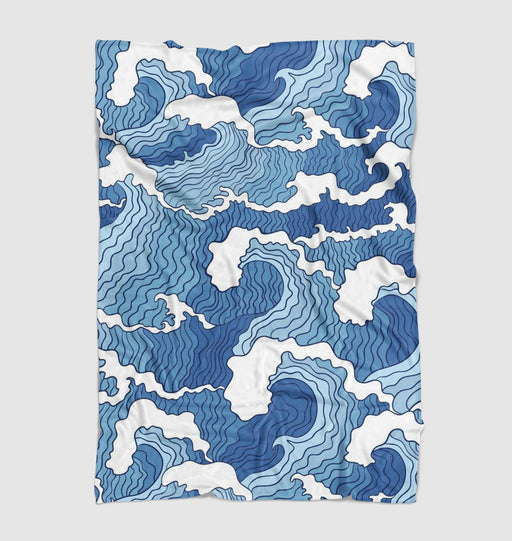 blue wave ocean vintage Ultra soft fleece blanket