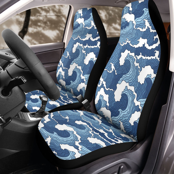 blue wave ocean vintage Car Seat Covers