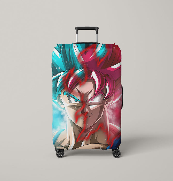 blue and red goku fusion Luggage Covers | Suitcase