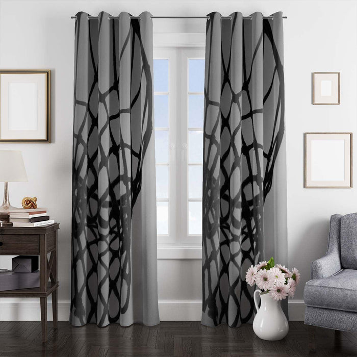 black and white ring basketball aesthetic window Curtain