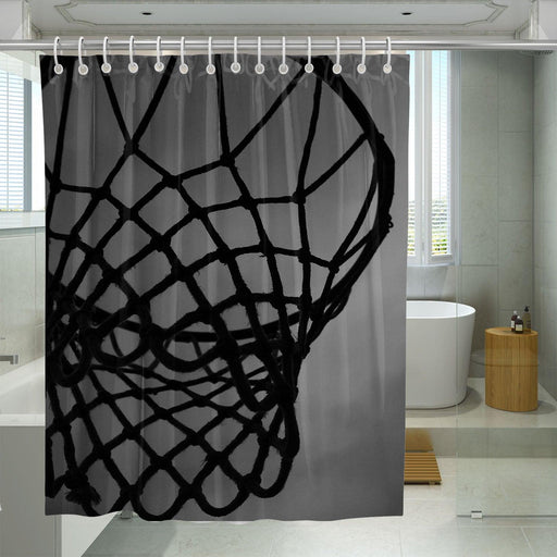 black and white ring basketball aesthetic shower curtains