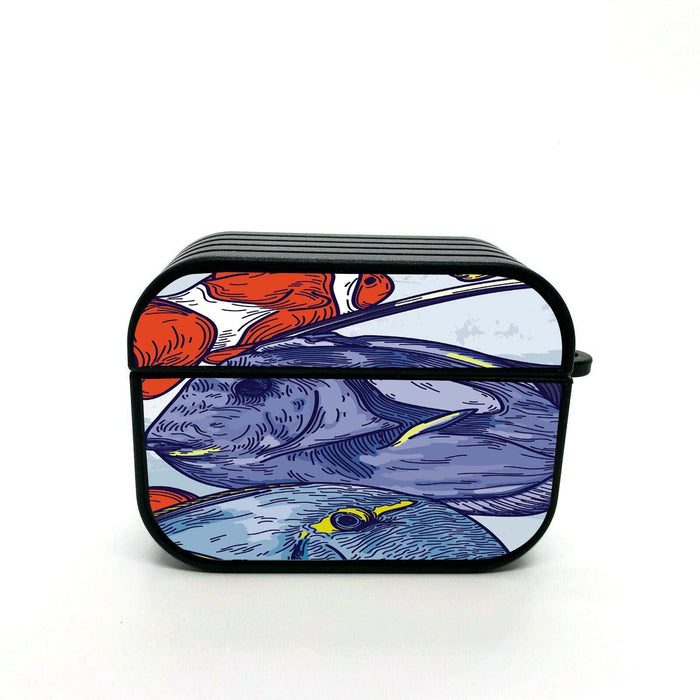 bold art style fish illustration airpods case