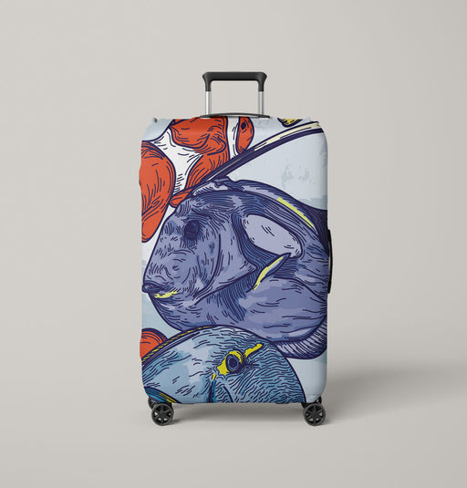 bold art style fish illustration Luggage Cover | suitcase
