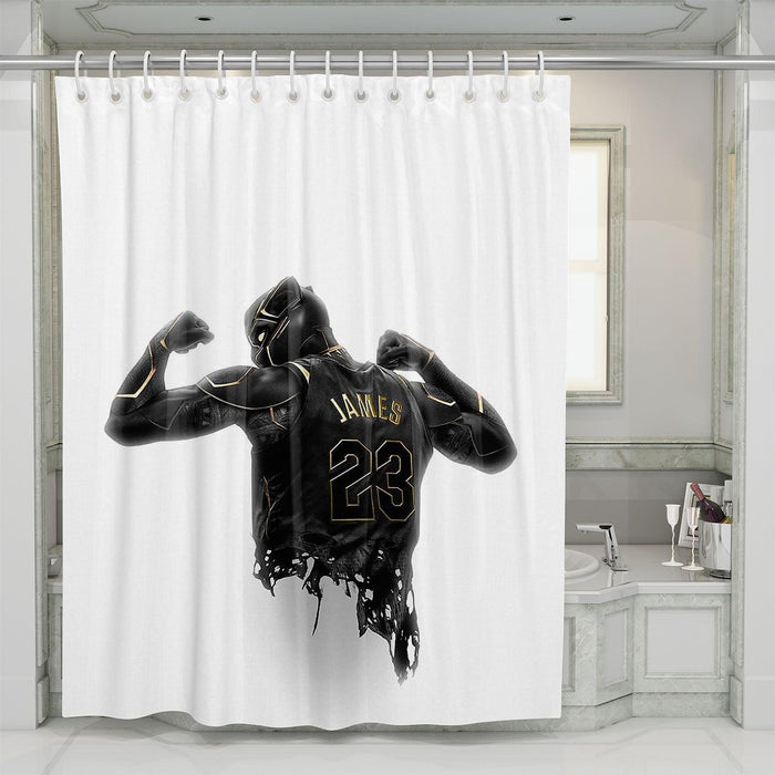 black panther as james harden nba shower curtains