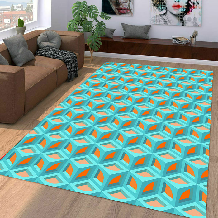 box in shape pattern isometric Living room carpet rugs