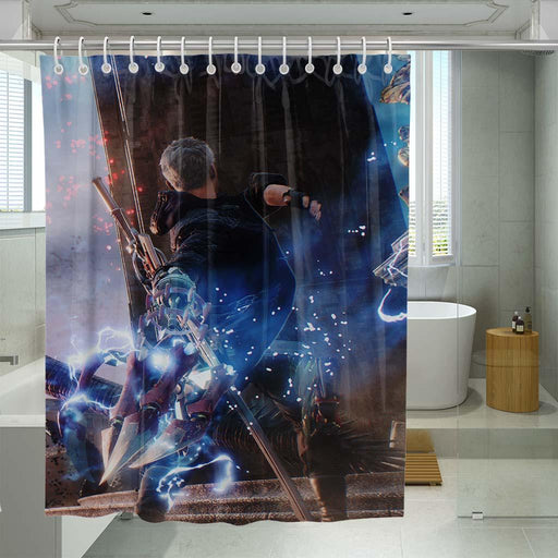 blue pegassus shower curtains