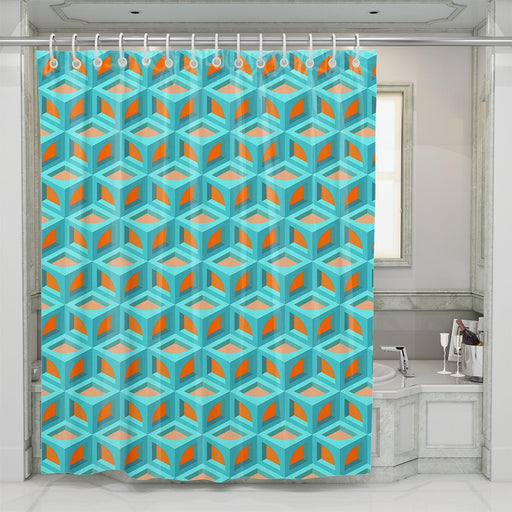 box in shape pattern isometric shower curtains