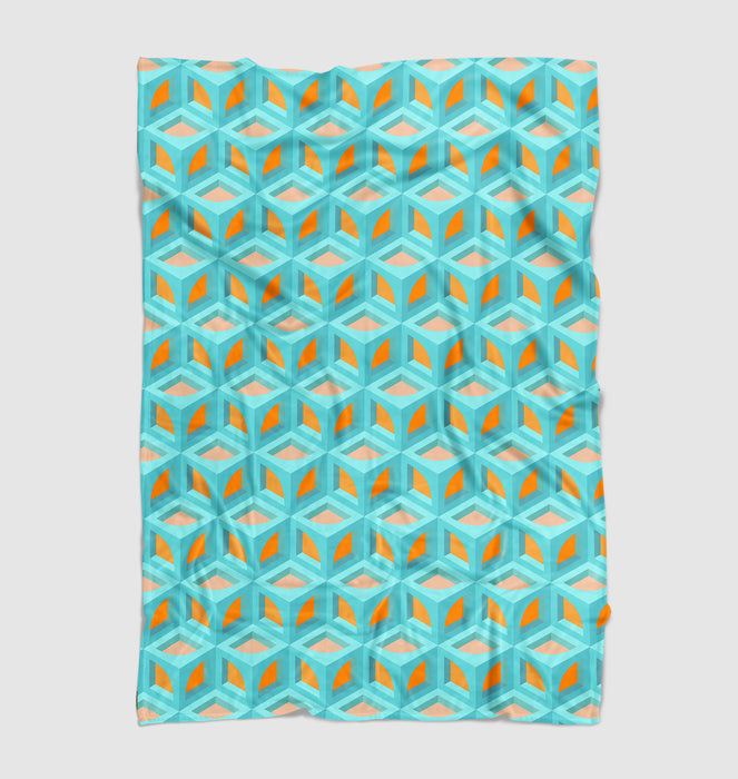 box in shape pattern isometric Ultra soft fleece blanket