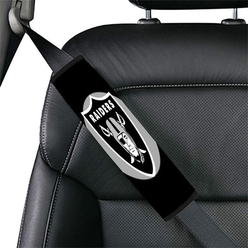 black shield of oakland raiders logo Car seat belt cover - Grovycase