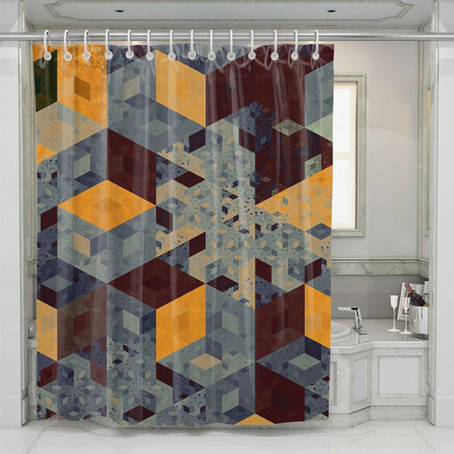 box isometric retro vintage shower curtains