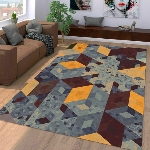 box isometric retro vintage Living room carpet rugs