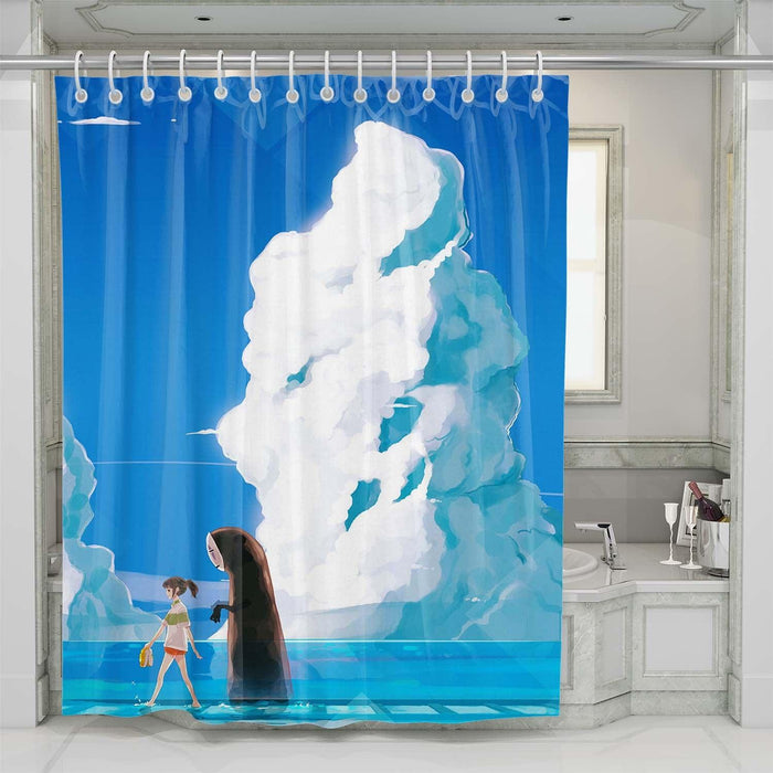 blue sky kaonashi and sen shower curtains