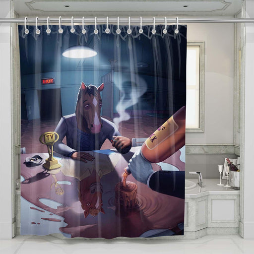 bojack horseman digital painting shower curtains