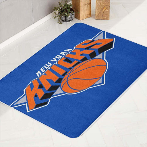 blue logo new york knicks basketball bath rugs