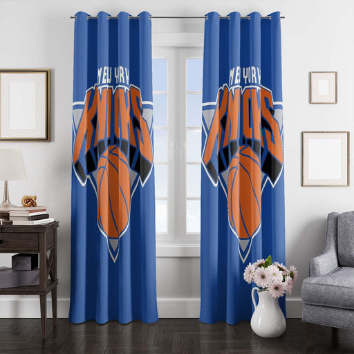 blue logo new york knicks basketball window Curtain