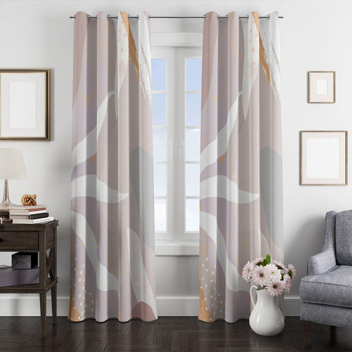 brown pastel flow lines and brush window Curtain