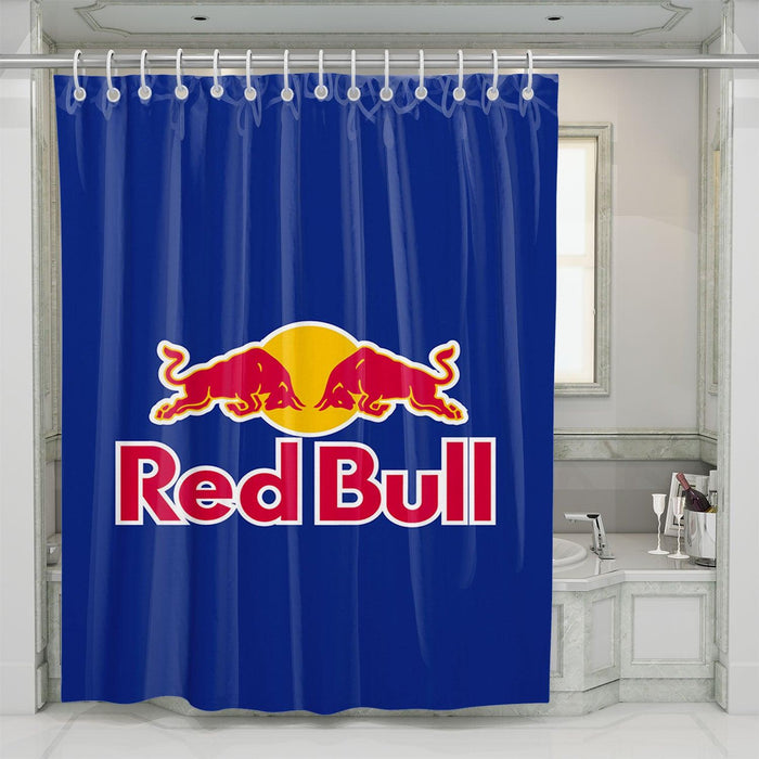 blue logo redbull shower curtains