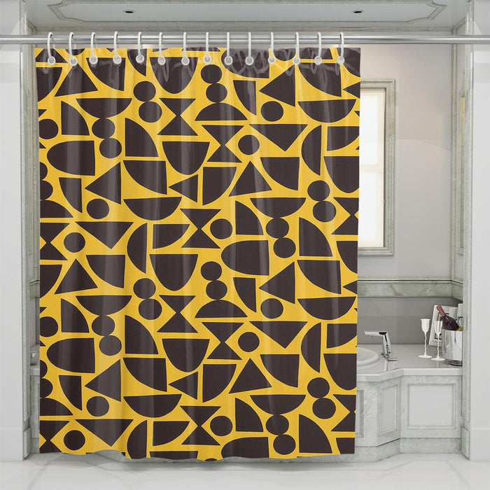 brown random shape pattern shower curtains