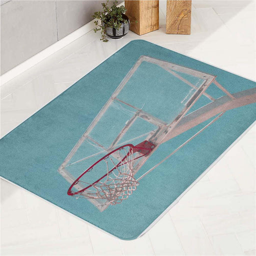 blue sky and the ring basketball soft bath rugs