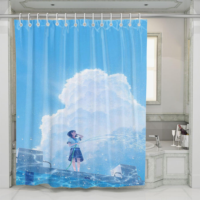 blue sky anime highschool shower curtains