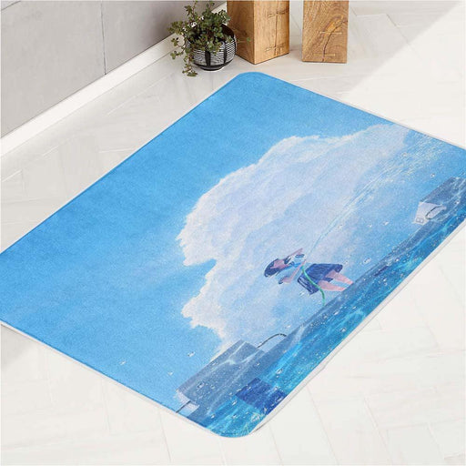 blue sky anime highschool bath rugs